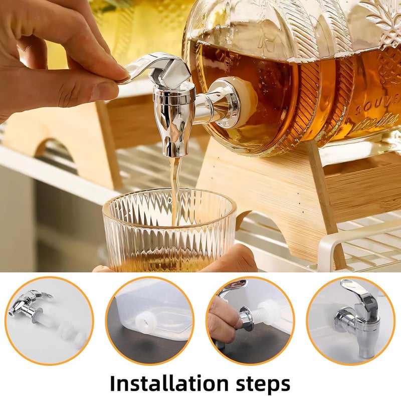 Pretwad 2 Pack Beverage Dispenser Spigot Replacement - Food Grade Stainless Steel Drink Dispenser Spout with Easy-Turn Handle, Universal Water Dispenser Faucet for Lemonade, Iced Tea, Juice & Party Drinks - Image 5